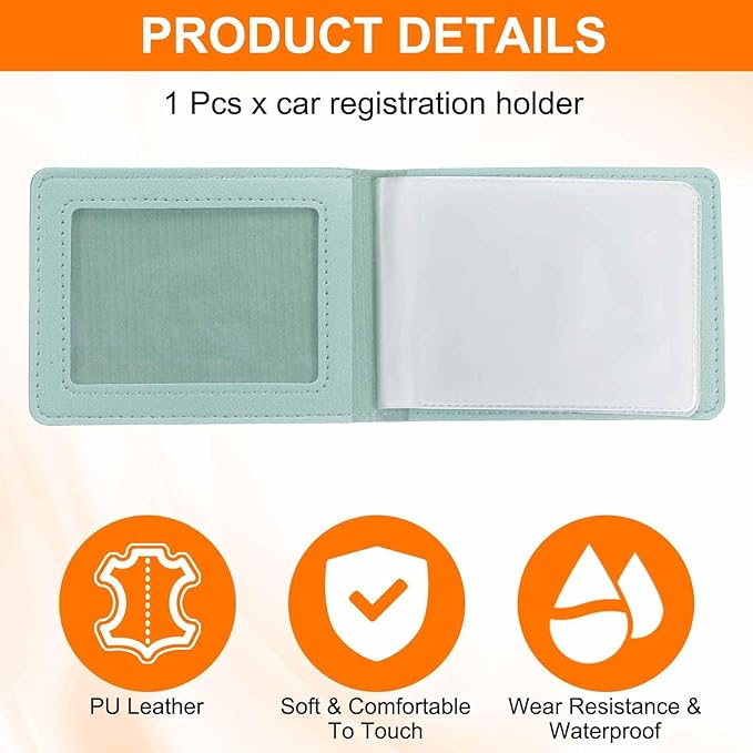 HARFINGTON Car Registration and Insurance Holder PU Leather Vehicle Glove Box Organizer Storage Accessories Car ID Holder with 6 Pockets for License ID Card Bank Card Documents, Blue
