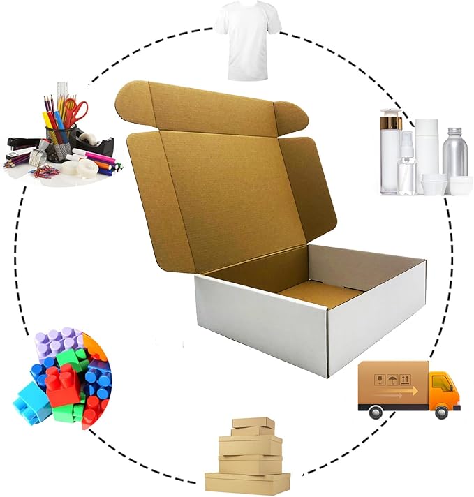 Shipping Boxes 11x9x3 inch Set of 25，White Corrugated Cardboard Box for Mailing Literature Mailer Small Business Shipping Packing Gifts Craft Digest Size Book Giving Products (11x9 x3 Inches)