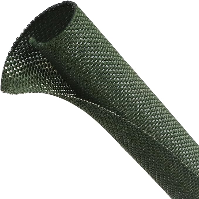 Automotive Wire Loom Tubing, Split Braided Cord Protectors from Pets No Chew, Flexible Cable Sleeve Cable Management for TV/Computer/Electric Wires (Deep Green, 5/16"-10ft)