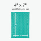 Quality Park Bubble Mailers, 4 x 8 Shipping Envelopes, Self-Seal, Small Teal Padded Envelopes, Redi-Strip Peel Off Closure, 50 Per Box (QUA85915)