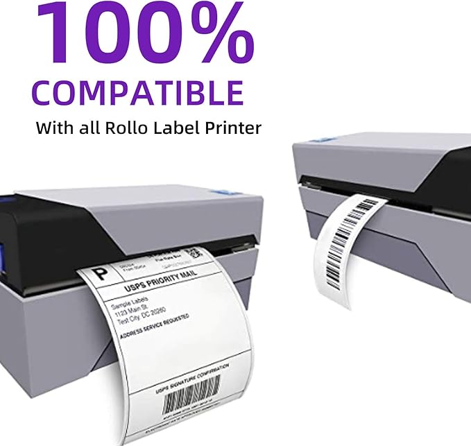 AveneMark 12 Rolls 4" x 2" Direct Thermal Labels for Barcodes Postage Address Shipping Labels Compatible with Rollo & Zebra Desktop Printers Adhesive - 750 Labels/Roll