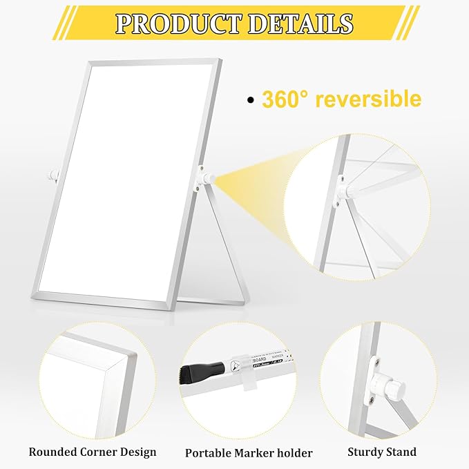 Dry Erase Magnetic White Board, 11" x 14" Double-Sided Desktop Whiteboard with Stand, Portable Small Whiteboard Set for Drawing, Office, Home, School