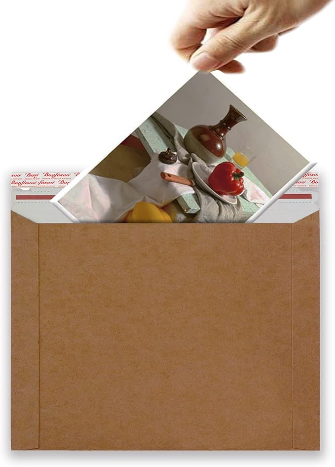 Rigid Mailers 30 Pack 9.5 x 12.5 inches Brown Self Seal Stay Flat Bulk Cardboard Kraft No Bend Mailers Peel and Seal for Document Photos Pictures Papers Files CD