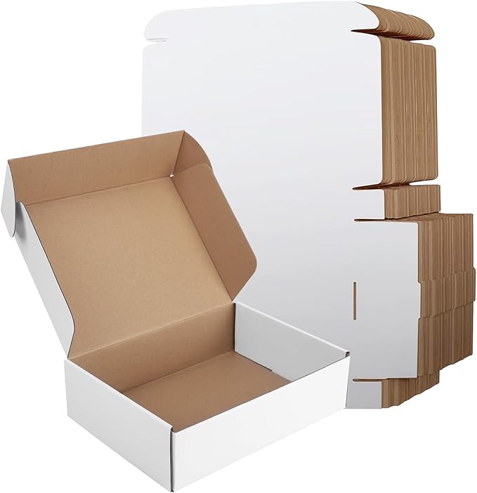 9x6x4 Inches Shipping Boxes Set of 50, White Corrugated Cardboard Box, Mailer Boxes for Small Business
