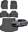 Hutisya-Floor Mats & Cargo Liner Set Fit for Hyundai Elantra Hybrid 2021-2025 All Weather Protection Anti-Slip & Durable TPE Full Set Liners Automotive Accessories-Black