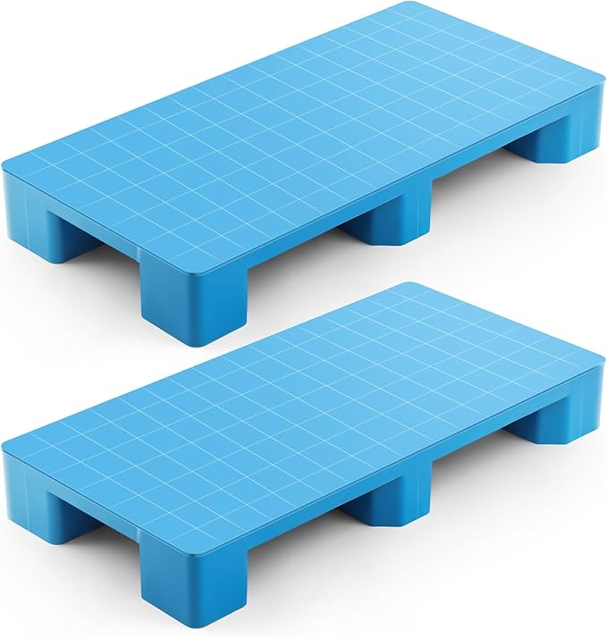 1 Pcs Plastic Pallet for Basement Storage Easy Stack Lightweight Floor Pallet Display Flooring Room Supermarket Christmas, Support up to 2000 Lbs (40'' L X 20'' W X 5.5'' H,Blue)