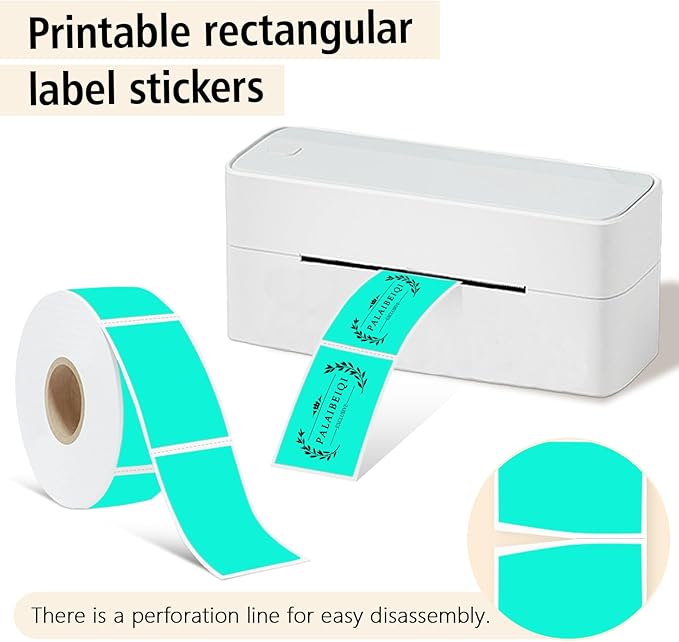 1x2 Inch Thermal Labels,500PCS Rectangle Stickers,Waterproof Removable Blank Stickers for Address,Jars,Freezer Containers & Pantry Organization,Watercolor Green