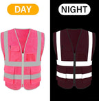 HYCOPROT High Visibility Mesh Safety Reflective Vest with Pockets and Zipper, Meets ANSI/ISEA Standards
