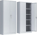 INTERGREAT Metal Storage Cabinet,72" Steel Lockable File Cabinet with Locking Doors and Adjustable Shelves,Locking Tool Cabinets for Office,Home,Garage,Gym,School (Cement Grey)