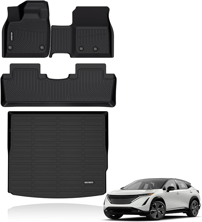 KELCSEECS® Floor Mats & Cargo Liner Custom for 2023 2024 2025 Nissan Ariya All Weather Protection TPE Floor Liners Front& Rear Row Full Set Nissan Ariya 2023 2024 Accessories Black