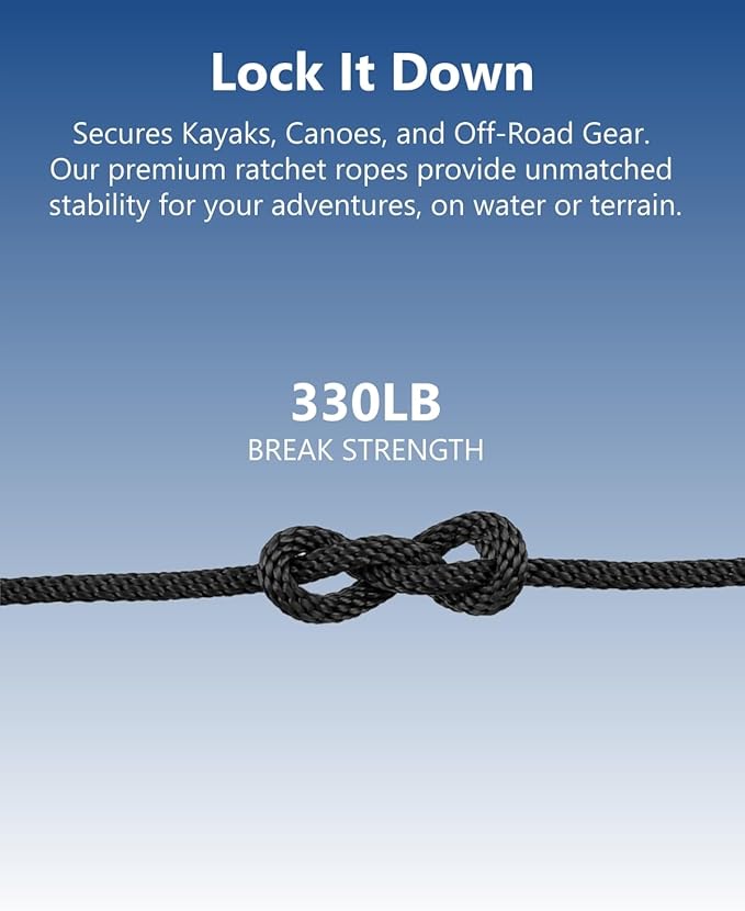 1/8" Rope Tie Down Ratchet: 4 Pack of Adjustable Grow Light Hangers - Small Ratchet Straps for Various Hanging and Strapping