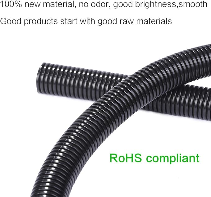 Alex Tech 25ft - 1/2 inch Split Wire Loom Tubing - Black
