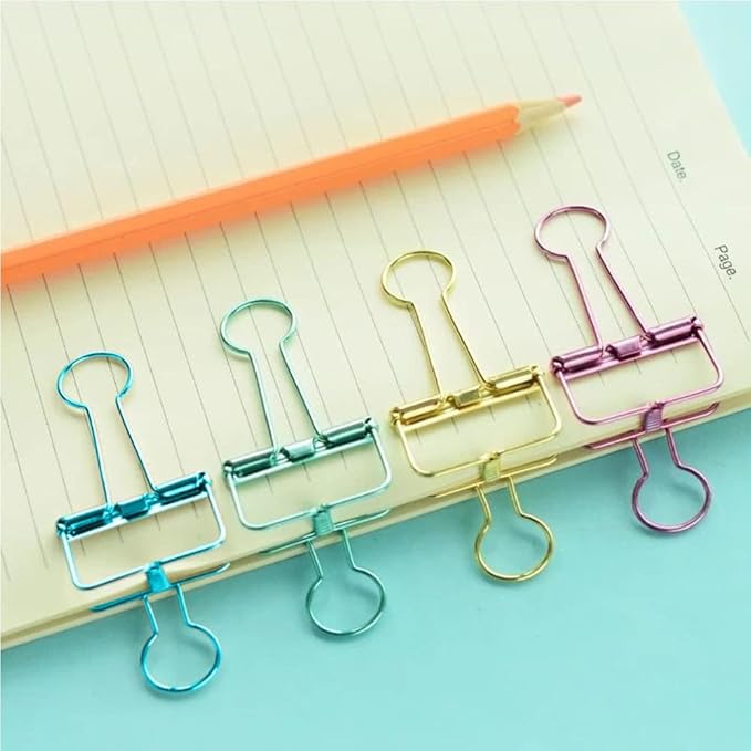 Hollow Out Bronze 3/4 Inch Micro Binder Clips - 36 Pack, Capacity 0.31 Inch, Office Clips, Fold Clamp for Small Paper & Binder