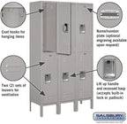 Salsbury Industries 62352GY-U Unassembled Standard Metal Locker with Double Tier,Grey