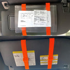Car Registration and Insurance Holder Visor - Durable Elastic Band & Buckle Closure - Conveniently Stores Documents - Essential Car Accessory (Orange/Orange), Made in USA