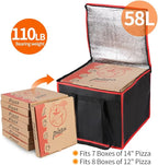 Bodaon Insulated Pizza Delivery Bag, 16" x 16" x 14" Pizza Warmer Bags for Carry Hot, Commercial Delivery Bag, Food Warmers for Parties, Pizza Pack Insulation, Pizza Carrier (Black-Red, 1Pk)