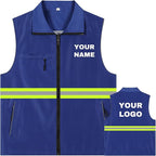 YOWESHOP Lightweight Zip-Up Safety Vest with Pockets for Outdoor Activities,Custom Logo Sleeveless Windbreaker