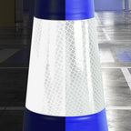 6 Pack 28" Large PVC Traffic Cones with Heavy-Duty Black Base, Garage Parking Lot Cones Structurally Stable Weatherproof Road Construction Safety Cones (6, Blue, 28" Large)