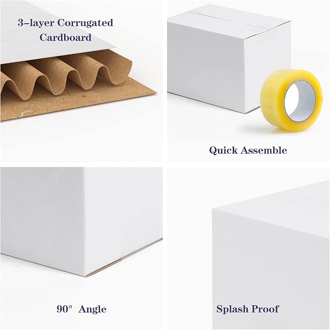 Shipping Boxes for Small Business, White 40 Pack 7x5x5 Inch Corrugated Cardboard Boxes for Packaging, Mailing, Storage