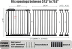 Extra Wide Baby Gate 67-71.6 Inch, Heavy Duty Safety Gate Indoor for Kids & Pets, Black Metal Dog Gate, Pressure Mounted No Drilling Pet Gate for Large Openings, 30 Inch Tall