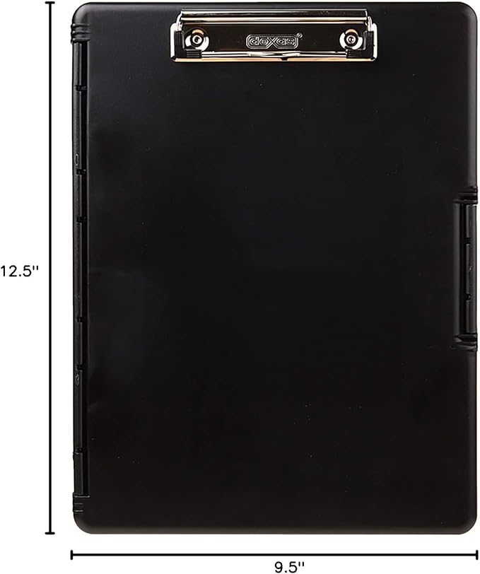 Dexas Slimcase 2 Plastic Clipboard with Storage & Side Opening, Black, Office Supplies Clipboards to Organize, Carry and Store, A4 Holder, Style & Functionality Nursing Clipboards (Pack of 6)