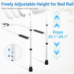 Klvied Bed Rails for Elderly Adults Safety, Bed Side Rails with Non-Slip Handles, Adjustable Bed Cane with Motion Light and Storage Bag, Fit King, Queen, Full, Twin