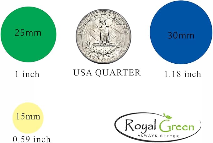 Royal Green Colored Label Dot Stickers for Inventory and Labeling - 25mm/1 Inch Round Sticker in Grey (1Roll - 600 Pack)