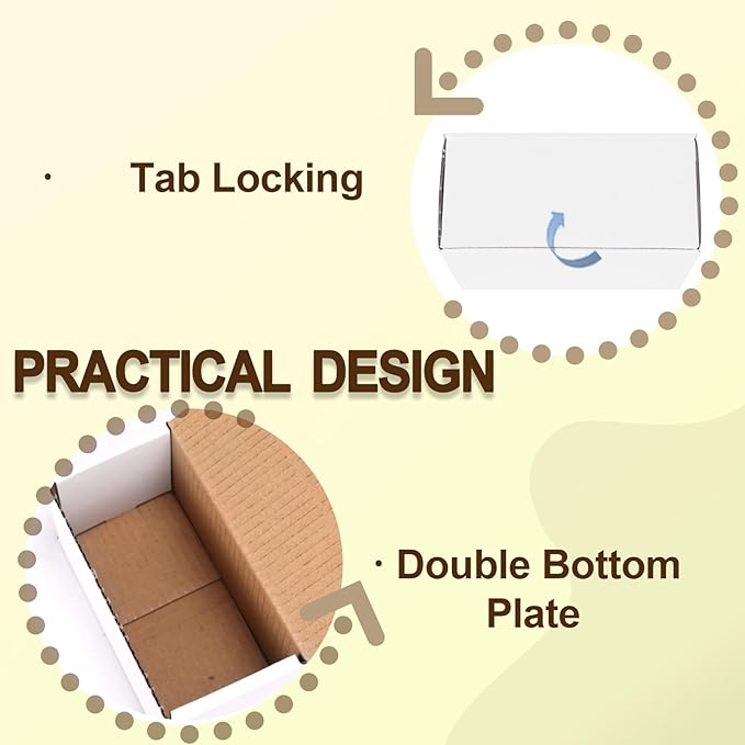 WIFTREY 100 Pack 4.6x2.2x2.2 Small Shipping Boxes for Packing Small Business, White Corrugated Cardboard mailing Box for Shipping