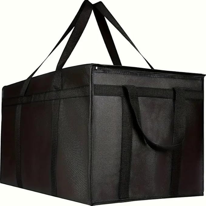 Heavy Duty, Insulated Food Delivery Bag, XXXL Pizza Delivery Bags, Grocery shopping bag for Hot and Cold Food, Large Capacity Reusable, Catering Cooler Bag for Doordash and Uber Eats