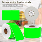 PARLAIM 3 X 5 Inch Rectangle Adhesive Color Coding Stickers,Square Inventory Label Stickers -500Per Dispenser Box (Fluorescent Green)