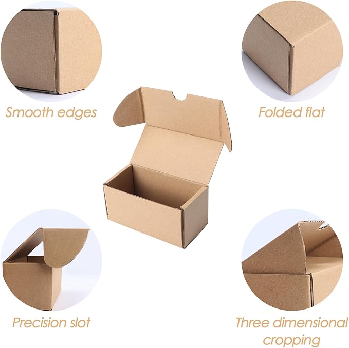 PHAREGE 4.6x2.2x2.2 inch Shipping Boxes Bulk 50 Pack Brown, Tab Lock Tuck Top Mailer Boxes for Packaging Small Business, Small Cardboard Gift Boxes for Wrapping Mailing Present