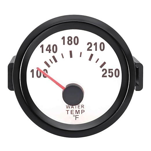 2" Universal Water Temp Gauge, 100-250℉ Blue LED Backlit DC 12V Thermometer Kit for Car/Boat/Truck/Motorcycle