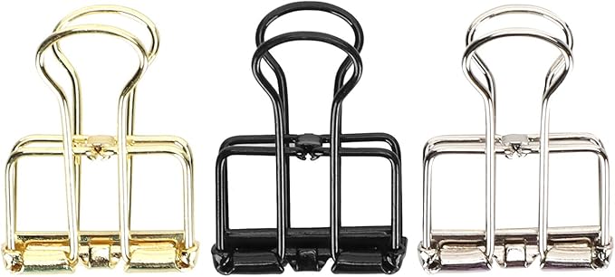 16 Pcs Hollow Binder Clips - 8 Colors Skeleton Design Paper Clamps for Office School Home Use, Organize Documents Files Notes(S,0.8x1.1 Inch)