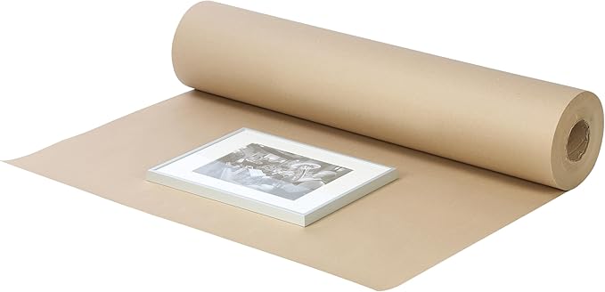 The Boxery Kraft/Brown Kraft Paper Roll, 30” x 9000” (750’)-50lb. Thickness, Heavy Duty Brown Wrapping Paper, Natural Kraft Packing Paper, Void Fill, Arts and Crafts, Bulletin Boards, Gift Wrapping