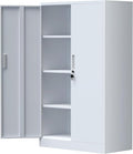 Metal Storage Cabinet with Locking Doors and 3 Adjustable Shelves, Lockable Storage Cabinets for Home Office Garage Kitchen Pantry (White)