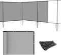 Patio 5' x 69' Outdoor Privacy Screen Freestanding Temporary Fence Panels Net Cover with Metal Poles for Outside Backyard Pool Garden Air Conditioner Fencing, Light Gray