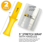 Mini Stretch Wrap 5 Inch Plastic Stretch Film for Pallet Wrap - Stretch Wrap for Moving Supplies - 5 Inch x 1000 Feet, 70 Gauge, 2 Pack with Handles