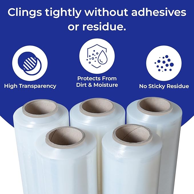 Rosmonde 18" Plastic Wrap for Moving, 20 Pack, 18" x 1500 ft Shrink Wrap, 80 Guage Thick, 9.4 lbs/Roll, Premium Shrink Wrap Roll, Hand Bulk Stretch Wrap, Heavy Duty Stretch Film for Moving & Pallets
