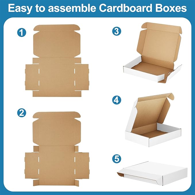 Famagic Small Packing Boxes - 25 Pack 9x6x2 Inches White Shipping Boxes, Corrugated Cardboard Mailer Boxes for Small Business, Mailing Boxes for Packaging, Bulk