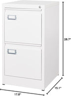 2 Drawer File Cabinet with Lock Metal Vertical Filing Storage Cabinet Office Home Steel Vertical File Cabinets for A4 Legal/Letter Size Narrow File Cabinet Locked,Assembly Required