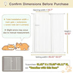 Lumizone Extra Tall Cat Gate 61.02" High Pressure Mounted Extra Wide 2025 New (17 Sizes) 1.37" Gap No Drilling Auto-Close One-Handed Operation Tall Pet Gate for Dogs(White, 61.02" H x 46.65"-50.97" W)