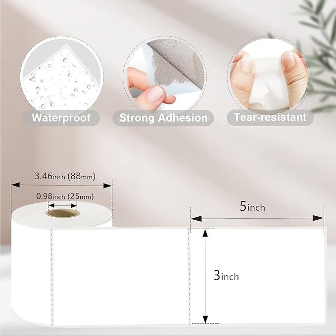 3 X 5 Inch Rectangle Sticker White Moving Labels for Boxes, 300PCS Waterproof Removable White Labels Stickers to Write on for Bar-Codes, Address, Small Business Labeling, Inventory