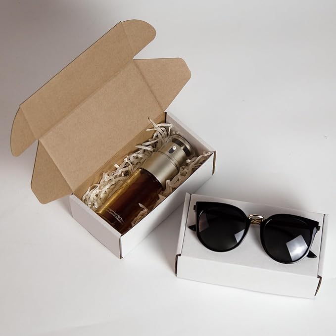 50 Pack 6.5x3.2x2.2 Inches Small Shipping Boxes, White Corrugated Cardboard Boxes, Moving Mailing Packing Box