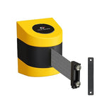 Crowd Control Warehouse - CCW Series WMB-220 Magnetic Wall Mount Retractable Belt Barrier - 15 Foot, Dark Grey Belt with Yellow ABS Case