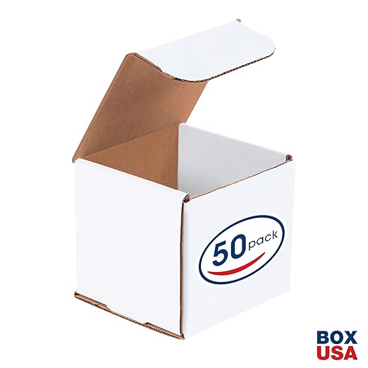 BOX USA Shipping Boxes Small 4"L x 4"W x 4"H, 50-Pack | Corrugated Cardboard Box for Packing, Moving and Storage
