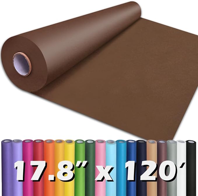PerkHomy 17.8" x 1,440" (120') Coffee Kraft Paper Roll for Craft Bulletin Board Paper Art Table Covering Crafting Gift Wrapping Bouquet Packing Parcel 80GSM 55LB (Coffee, 17.8" x 120')