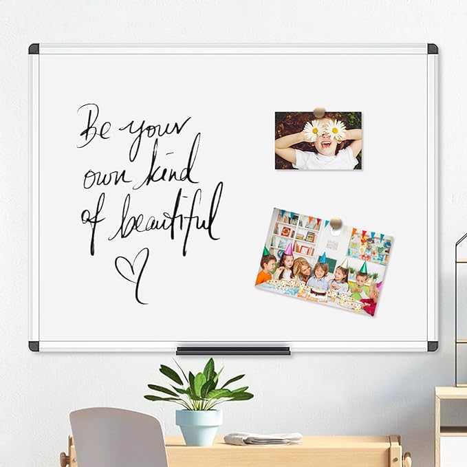 VIZ-PRO Magnetic Dry Erase Board, 48 X 24 Inches, Silver Aluminium Frame
