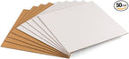 12.5x12.5 inch Corrugated Cardboard Sheets - 12" LP Record Insert Pads for Shipping, Mailing, Packaging, Art Supplies, DIY Crafts, 1/8" Thick Protective Sheets, One-Side White, 50 PCS