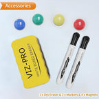 VIZ-PRO Magnetic Whiteboard/Dry Erase Board, 40 X 30 Inches, Includes 1 Eraser & 2 Markers & 4 Magnets