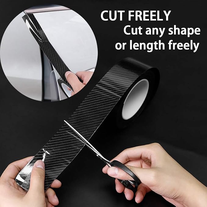 DGSL Car Door Edge Guards Door Sill Protector, 1.2In x 19.7Ft 5D Carbon Fiber Car Wrap Film, Vinyl Automotive Wrap Film Anti-Collision Fits for Most Car (Black)